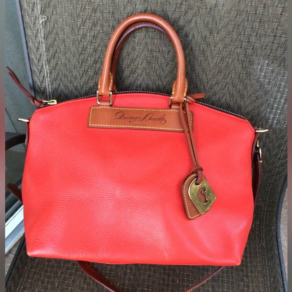 Dooney & Bourke Florentine Red Vachetta Leather Dillon Satchel Bag - Picture 1 of 5